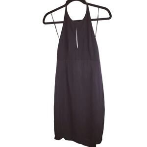 MANGO Keyhole Neck Halter Mini Dress Womens size M Black Sleeveless